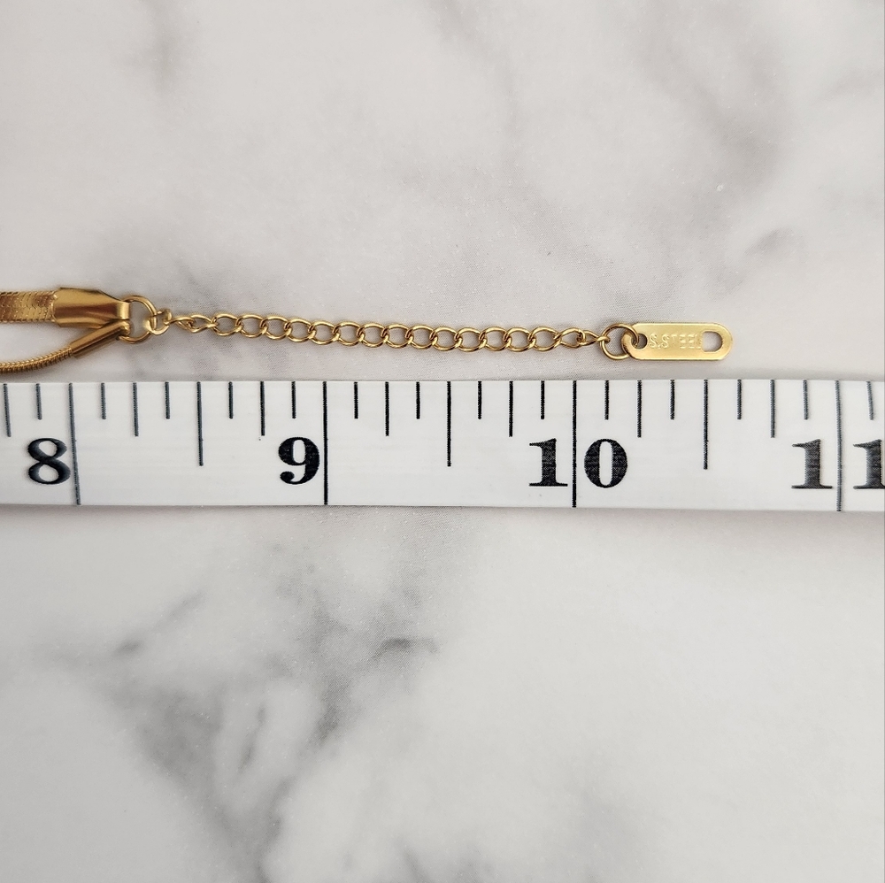 Gold Plated Double Layer Anklet Herringbone Blade Snake Chain Bead Anklet Y2K - Picture 13 of 13